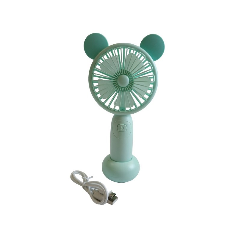 Вентилятор ручний акумуляторний DianDi Mini Fan SQ-2165 з підставкою, підсвічуванням та USB-зарядкою Блакитний