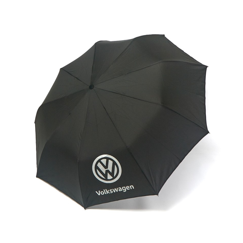 Парасолька чоловіча 02J автомат на 9 спиць з логотипом Volkswagen Чорний