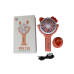 Вентилятор ручний акумуляторний Mini Fan CS092-2 з вушками, підставкою, підсвічуванням та USB-зарядкою Помаранчевий