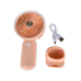 Вентилятор ручний Mini Fan HX09-1 акумуляторний з підставкою для телефону Персиковий з білим