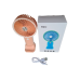 Вентилятор ручний Mini Fan HX09-1 акумуляторний з підставкою для телефону Персиковий з білим