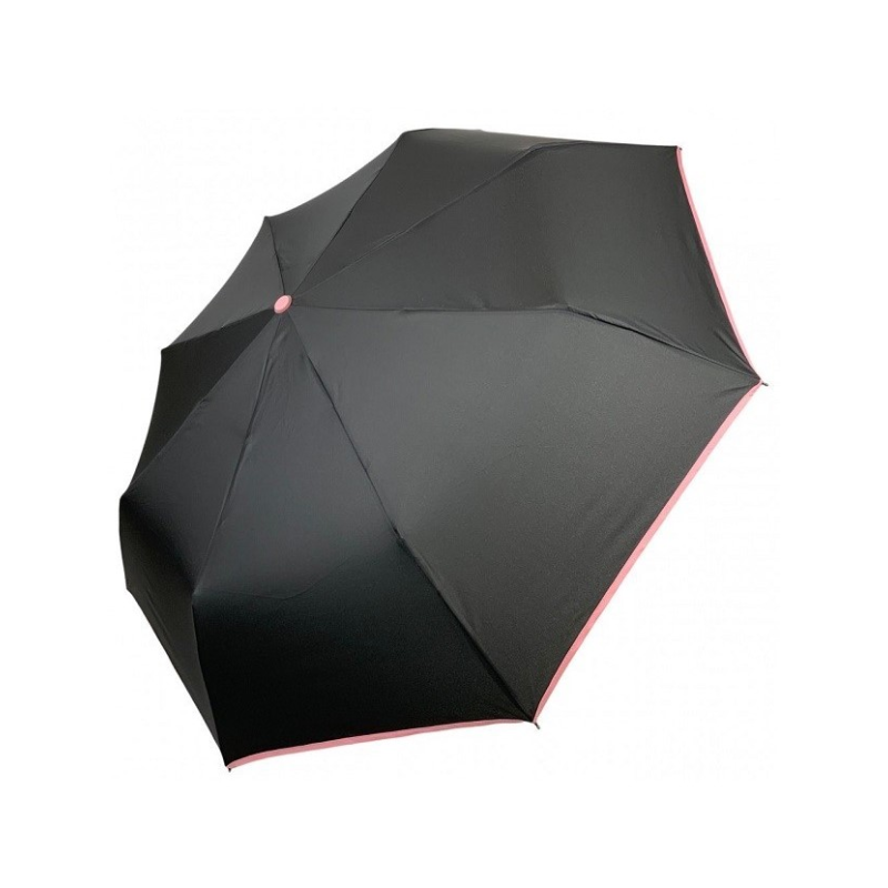 Парасолька жіноча автомат Susino 16301AC, 8 спиць, 3 складання, чорний з рожевою облямівкою
