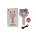 Вентилятор ручний акумуляторний Mini Fan CS092-2 з вушками, підставкою, підсвічуванням та USB-зарядкою Рожевий