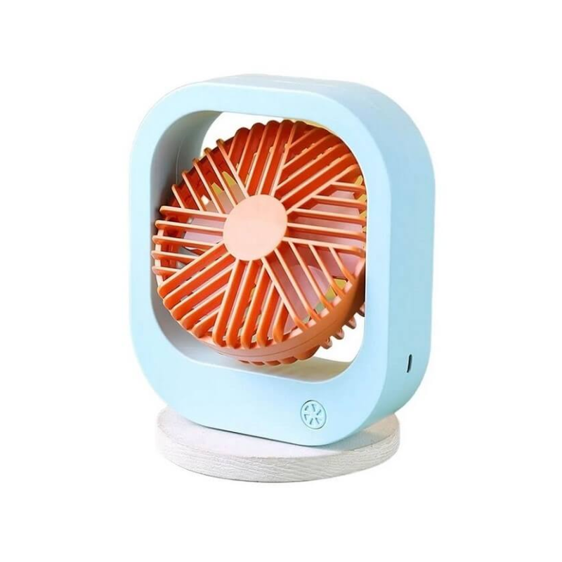 Вентилятор настільний акумуляторний DianDi Fashion Fan SQ 2177A з USB-зарядкою Блакитний з помаранчевим