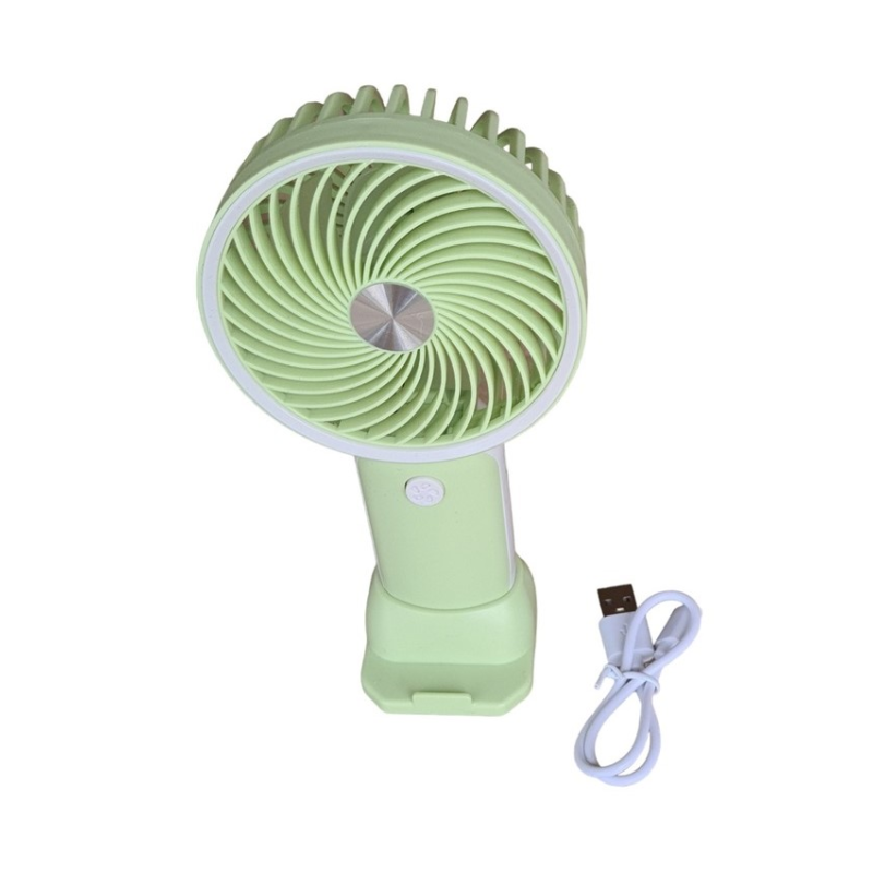 Вентилятор ручний Mini Fan HX09-1 акумуляторний з підставкою для телефону Салатовий з білим