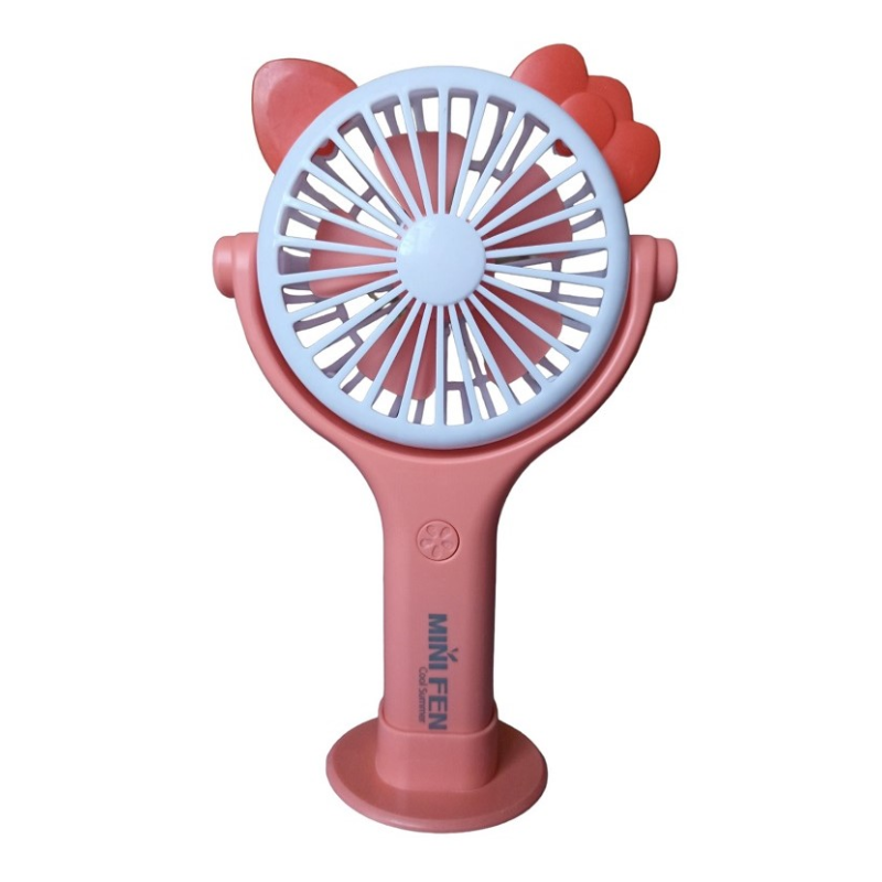 Вентилятор ручний акумуляторний Mini Fan CS092-2 з вушками, підставкою, підсвічуванням та USB-зарядкою Помаранчевий