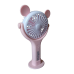 Вентилятор ручний акумуляторний Mini Fan CS092-1 з вушками, підставкою, підсвічуванням та USB-зарядкою Рожевий