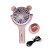 Вентилятор ручний акумуляторний Mini Fan CS092-1 з вушками, підставкою, підсвічуванням та USB-зарядкою Рожевий