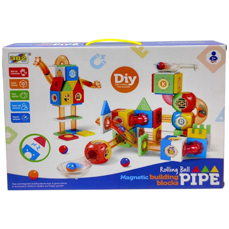 Конструктор магнітний Magnetic DIY FOO76 79 елементів деталей кульки, тунелі, наклейки