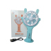 Вентилятор ручний акумуляторний Mini Fan CS092-4 з вушками, підставкою, підсвічуванням та USB-зарядкою Блакитний