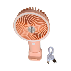 Вентилятор ручний Mini Fan HX09-1 акумуляторний з підставкою для телефону Персиковий з білим