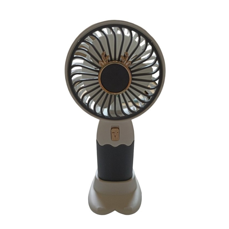 Вентилятор ручний акумуляторний Mini Fan ZB088C з підставкою та USB-зарядкою Сіро-білий