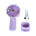 Вентилятор ручний Mini Fan HX09-1 акумуляторний з підставкою для телефону Бузковий з білим