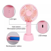 Вентилятор ручний акумуляторний Portable Fan Pink з підставкою та USB-зарядкою (54522P)