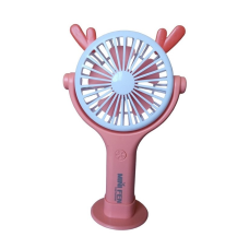 Вентилятор ручний акумуляторний Mini Fan CS092-3 з ріжками, підставкою, підсвічуванням та USB-зарядкою Помаранчевий