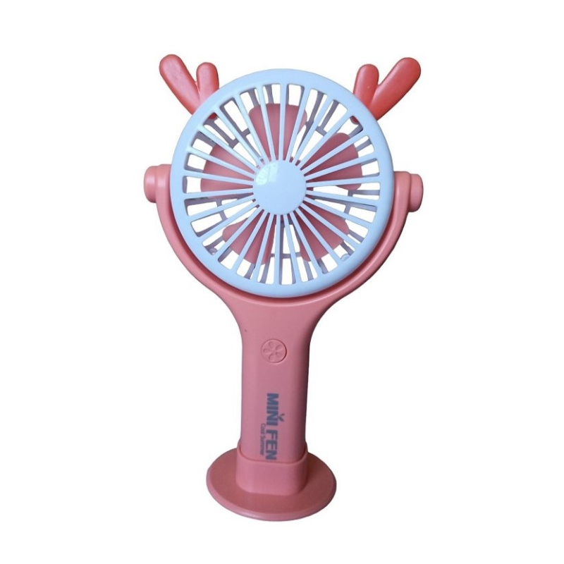 Вентилятор ручний акумуляторний Mini Fan CS092-3 з ріжками, підставкою, підсвічуванням та USB-зарядкою Помаранчевий