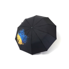 Парасолька жіноча напівавтомат Bellissimo M646 на 10 карбонових спиць Жовто-блакитне Патріотичне Серце Чорна