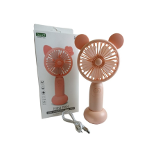 Вентилятор ручний акумуляторний DianDi Mini Fan SQ-2165 з підставкою, підсвічуванням та USB-зарядкою Рожевий