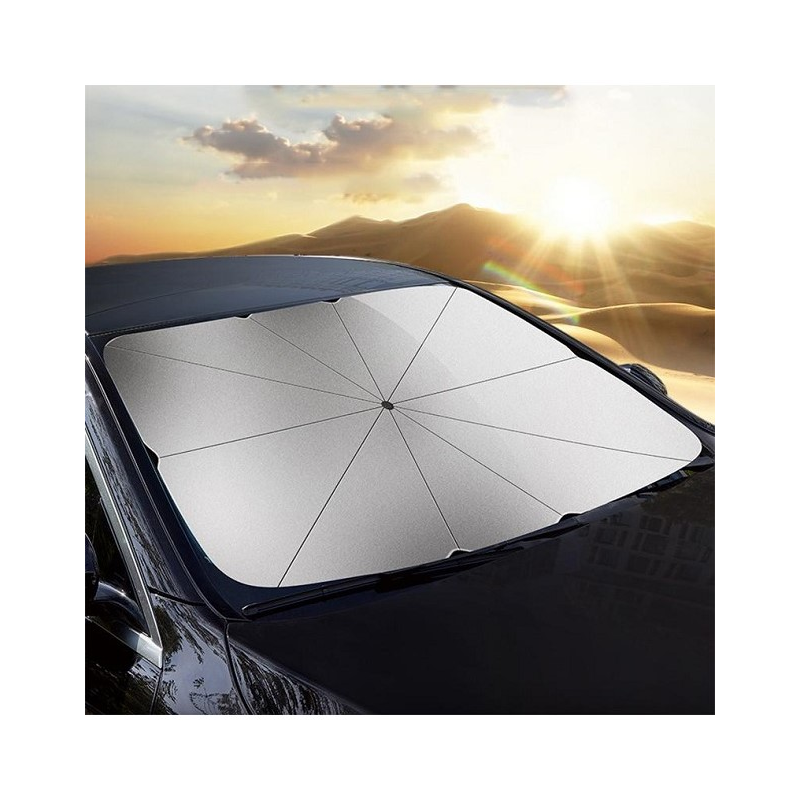 Парасоля-шторка (козирок) автомобільний сонцезахисний на лобове скло 130х75 см, 10 спиць