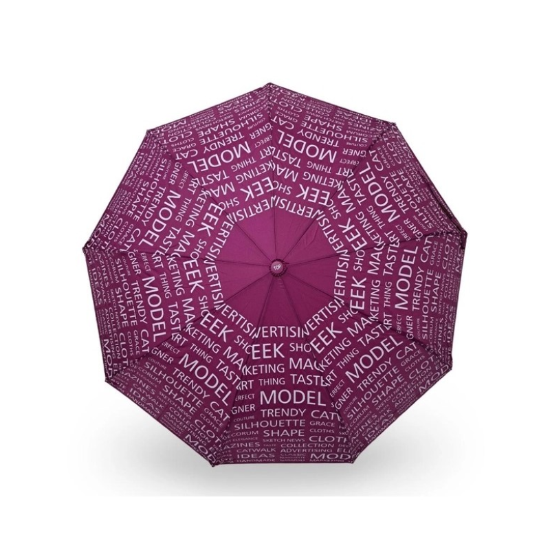 Парасолька напівавтомат жіноча Toprain 593 “Words“ на 9 спиць Бузковий