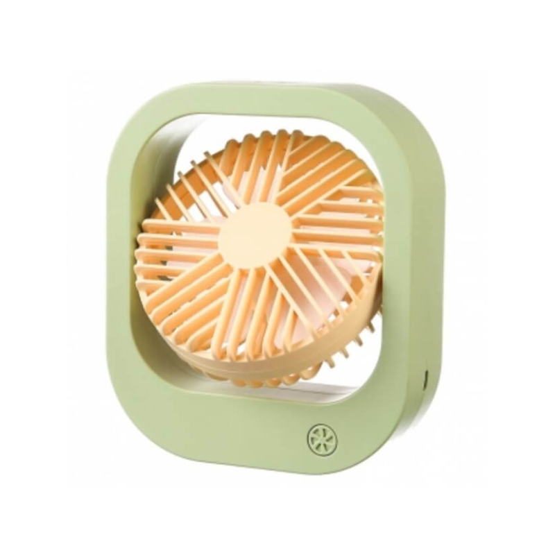 Вентилятор настільний акумуляторний DianDi Fashion Fan SQ 2177A з USB-зарядкою Салатовий з жовтим