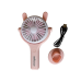 Вентилятор ручний акумуляторний Mini Fan CS092-4 з вушками, підставкою, підсвічуванням та USB-зарядкою Рожевий