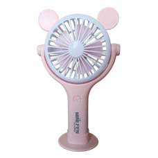 Вентилятор ручний акумуляторний Mini Fan CS092-1 з вушками, підставкою, підсвічуванням та USB-зарядкою Рожевий