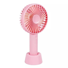 Вентилятор ручний акумуляторний Portable Fan Pink з підставкою та USB-зарядкою (54522P)